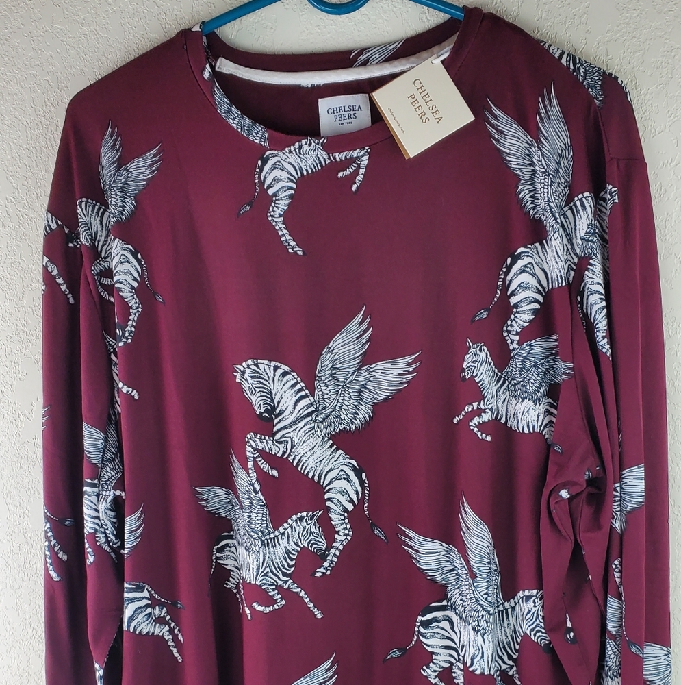 Chelsea Peers  Long Sleeve Pajamas TOP ONLY Size 18 New With Tags